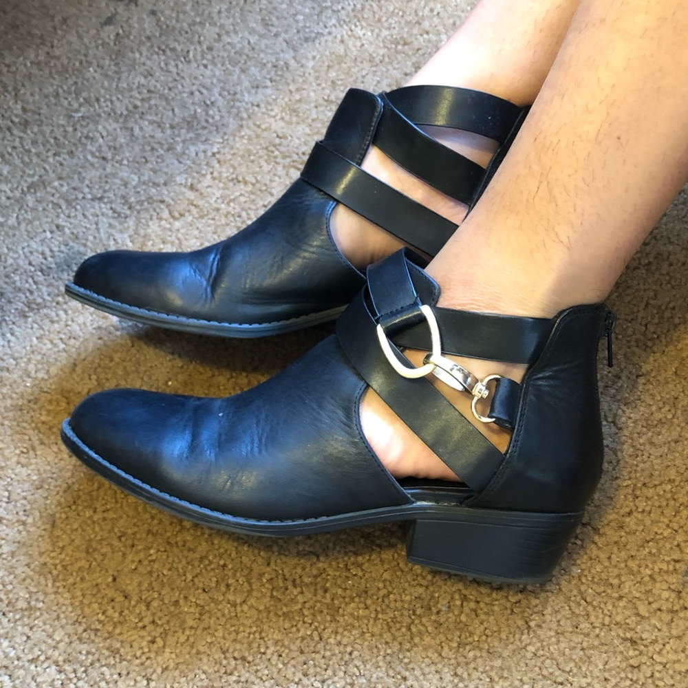 Black booties, size 10